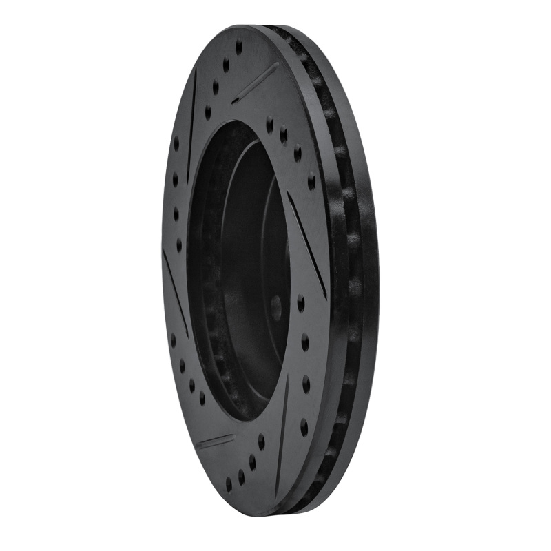 Ford Escort Brake Rotor (1) - Front Right - R1 Concepts - Drilled & Slotted - Black - `90-`01